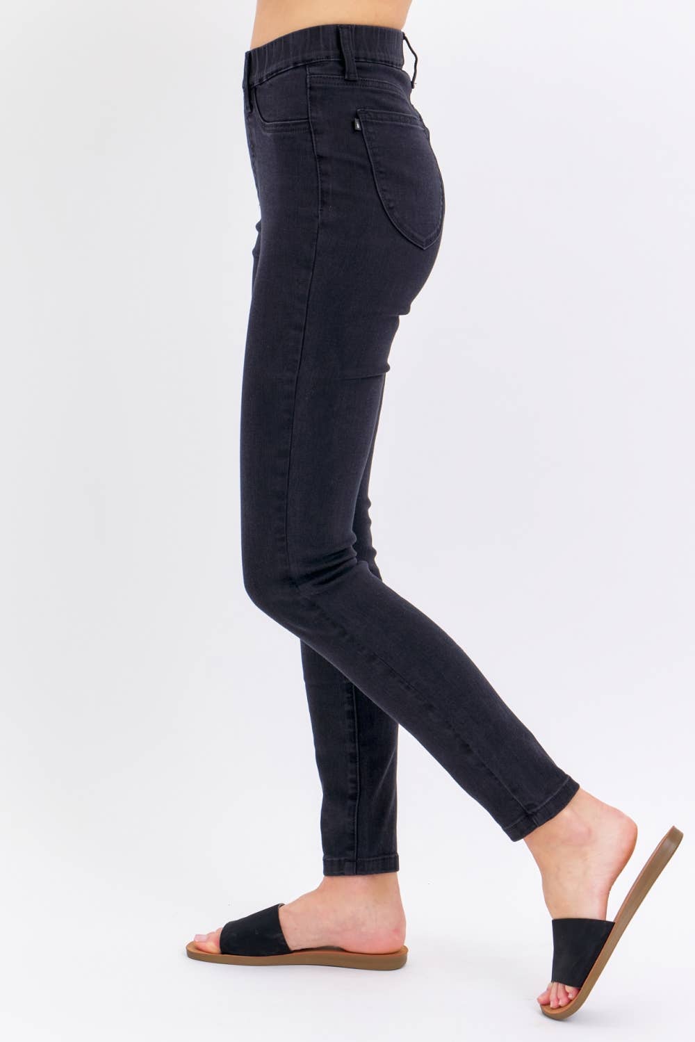 High Waisted Pull On Shield Pockets Skinny