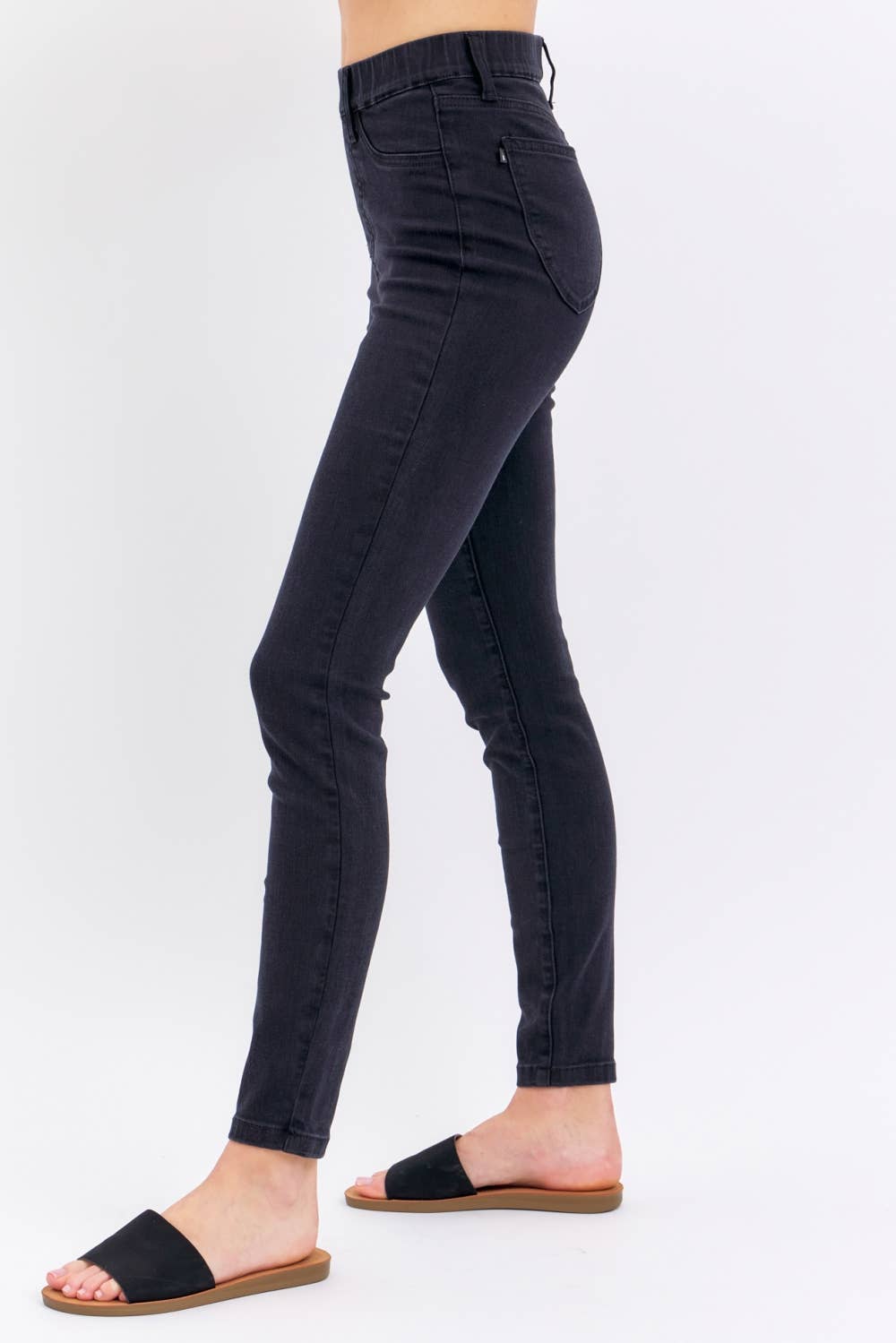 High Waisted Pull On Shield Pockets Skinny