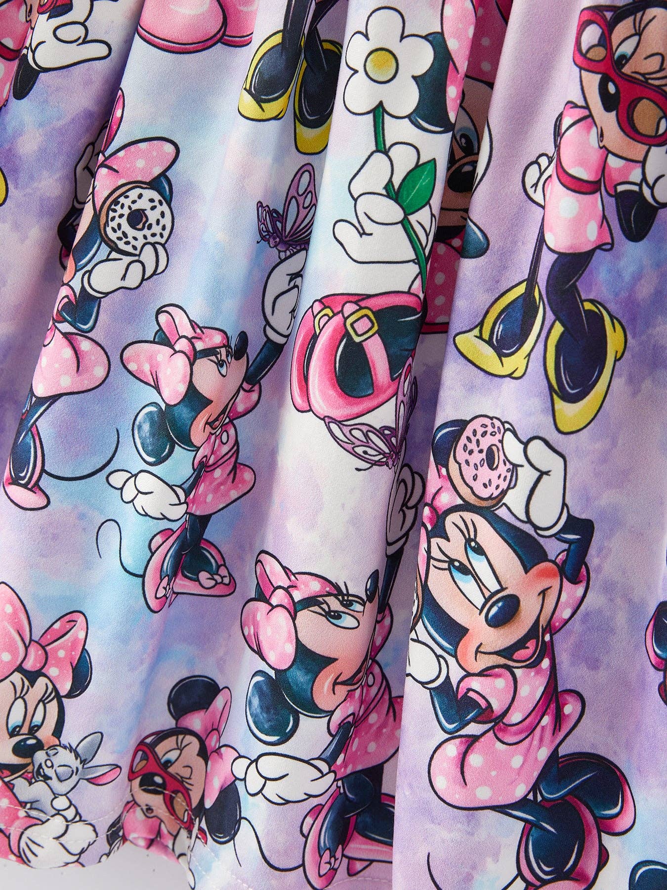 Minnie Mouse-Girls Cartoon Character Print Milk Silk Dress