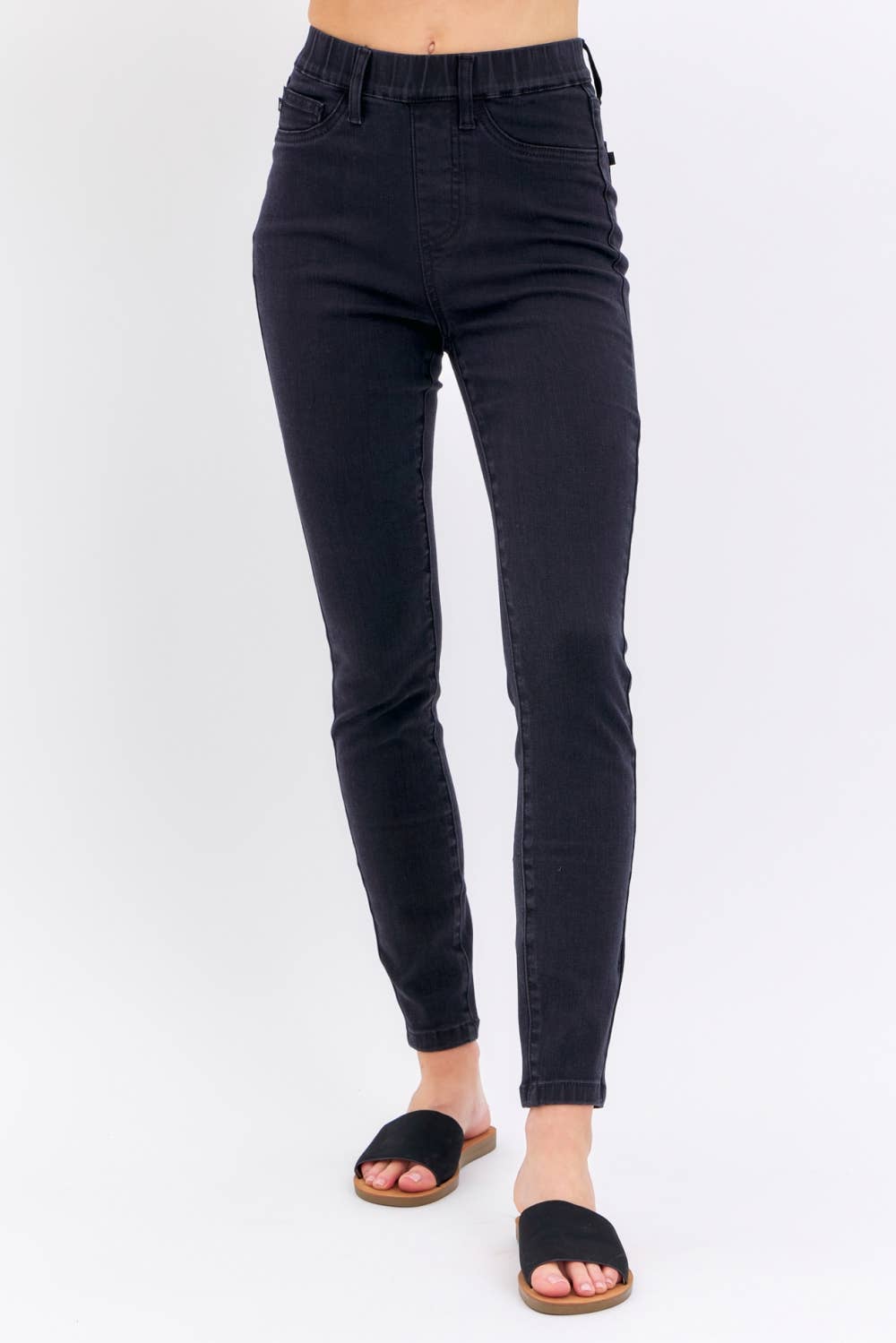 High Waisted Pull On Shield Pockets Skinny