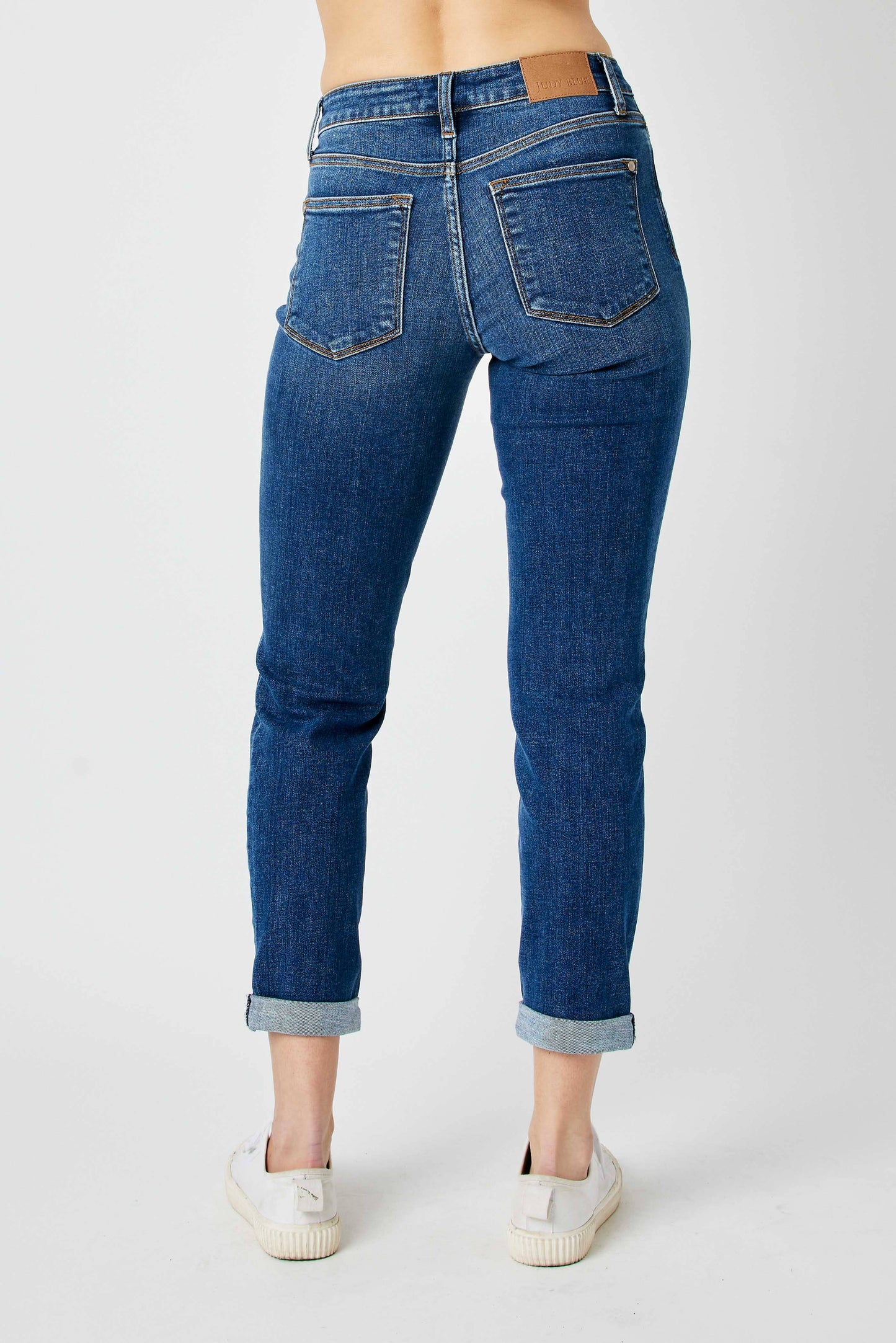 Mid Rise Distressed Slim Jean