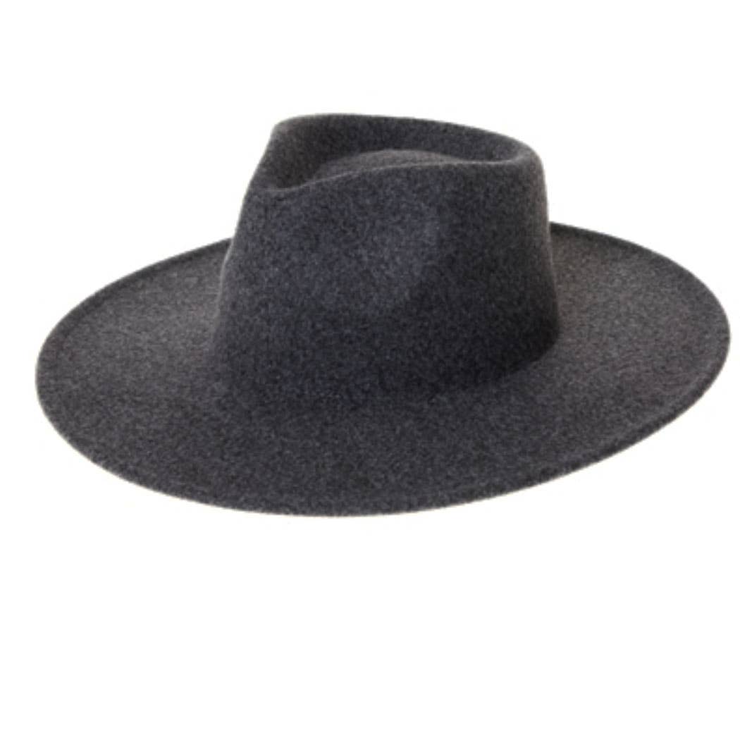 Vegan Felt Rancher Fedora Hat with Wide Brim