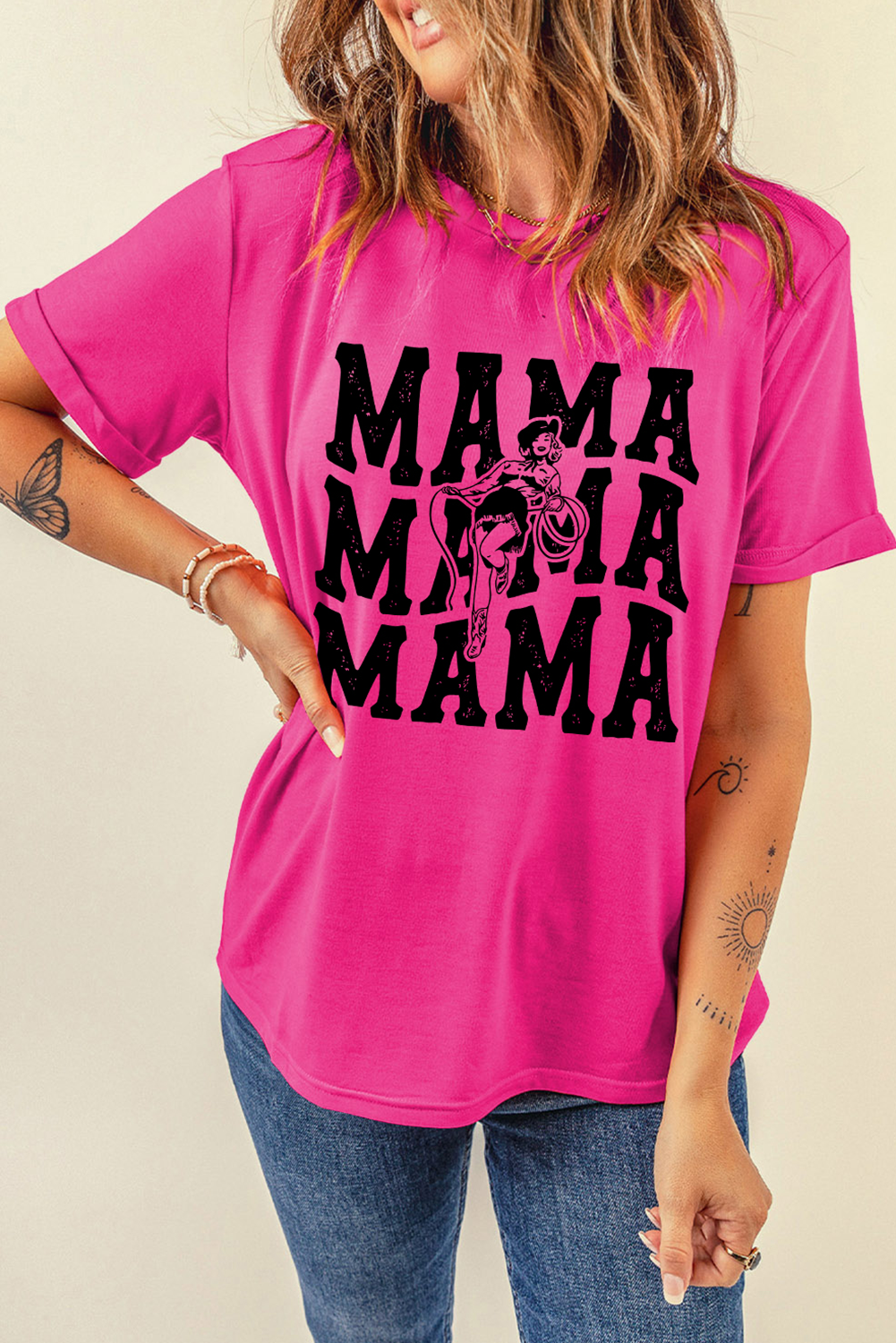 LDC Western MAMA Print Crew Neck T Shirt