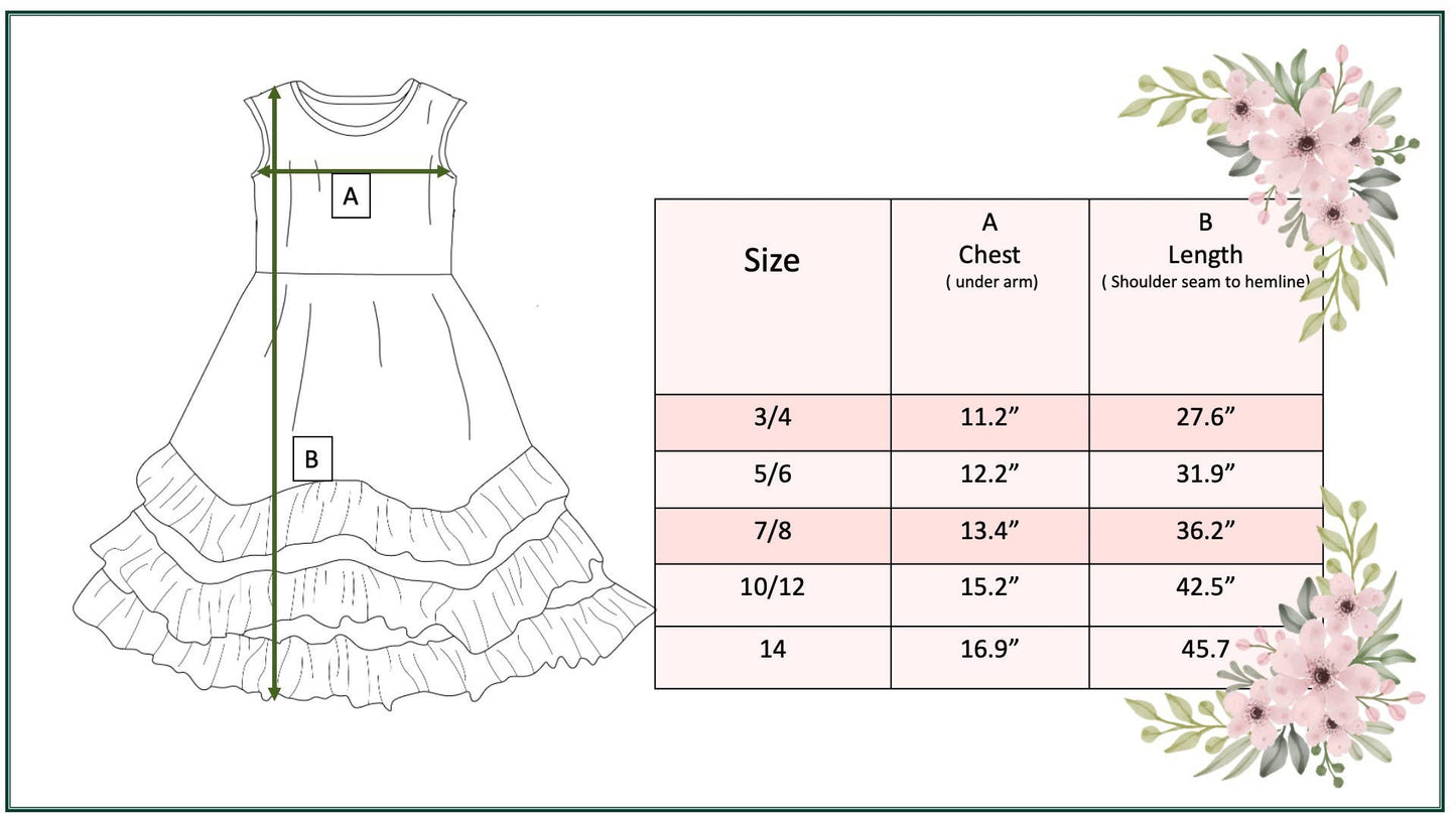 Kids Pastel Floral 3 Ruffle Spring Summer Easter Dress