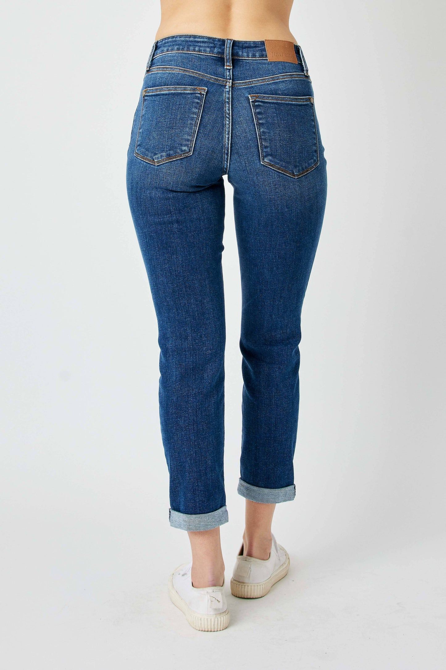 Mid Rise Distressed Slim Jean