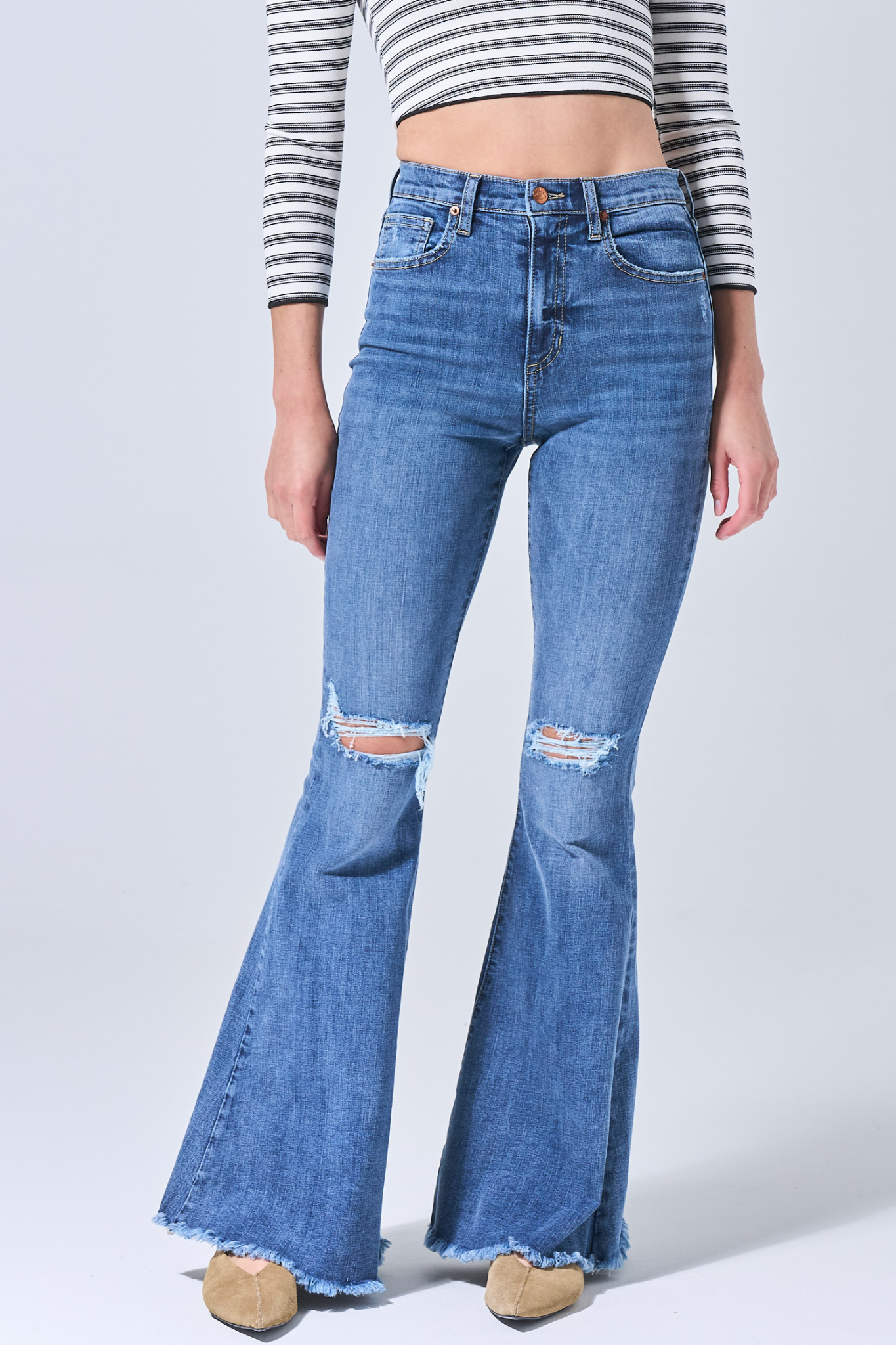 H. RISE ULTRA FLARE W/ FRINGE HEM IN MEDIUM DARK SP-P12761MD