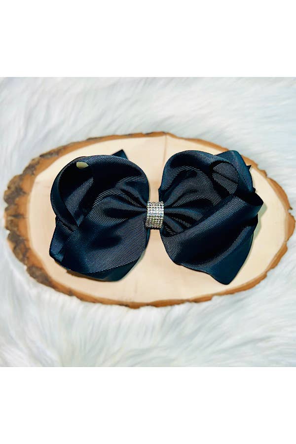 Black double layer rhinestone bow