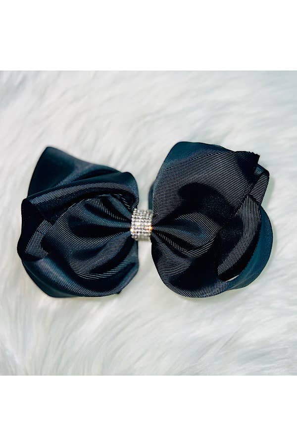 Black double layer rhinestone bow