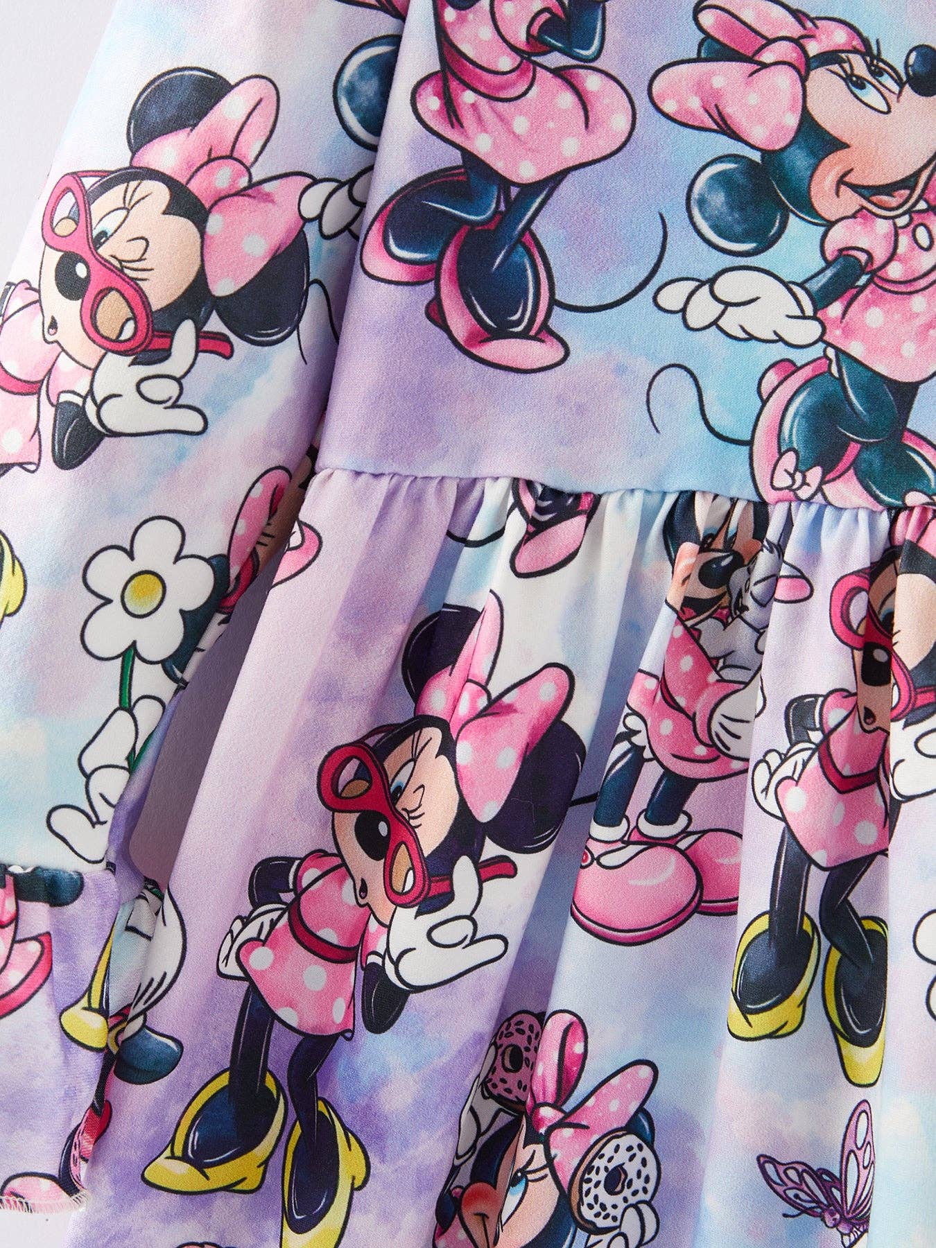 Minnie Mouse-Girls Cartoon Character Print Milk Silk Dress