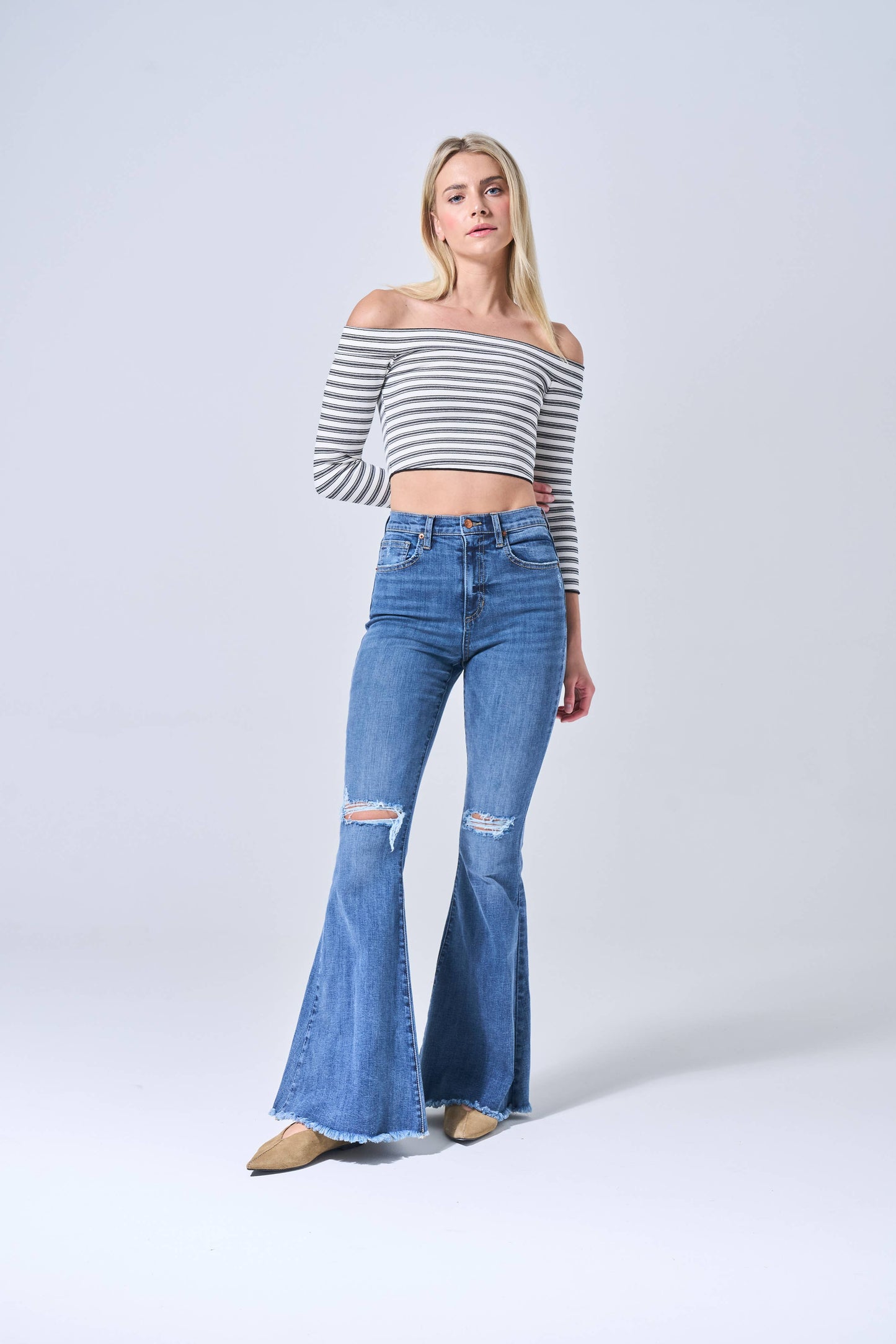 H. RISE ULTRA FLARE W/ FRINGE HEM IN MEDIUM DARK SP-P12761MD