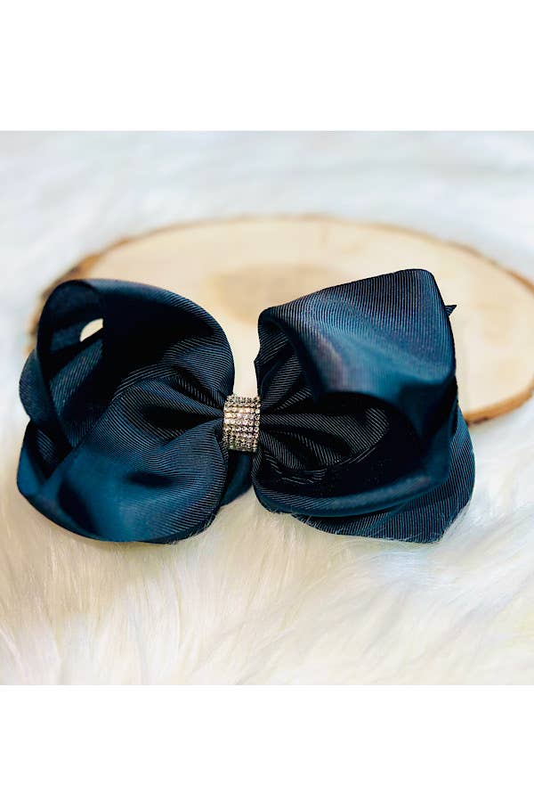 Black double layer rhinestone bow