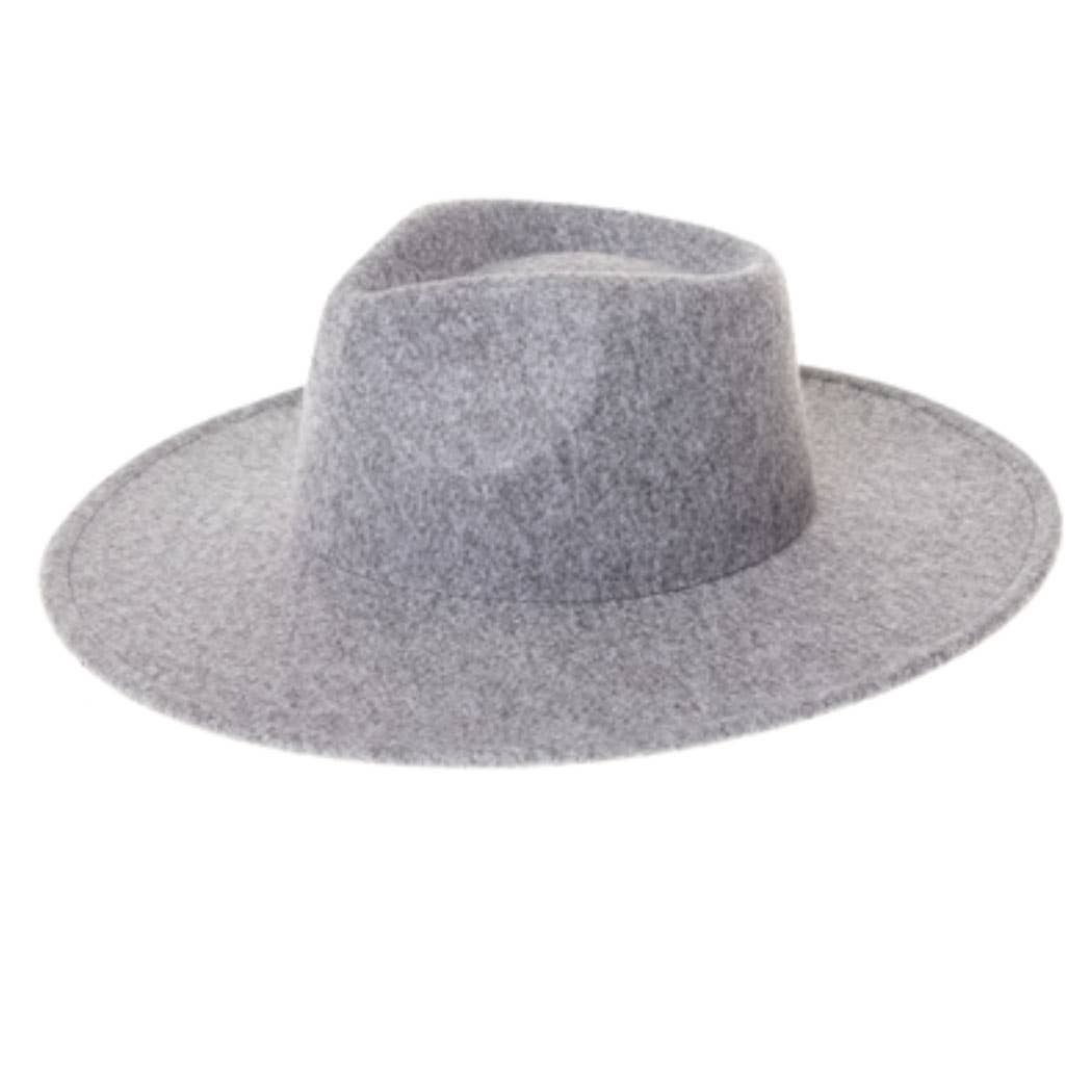 Vegan Felt Rancher Fedora Hat with Wide Brim