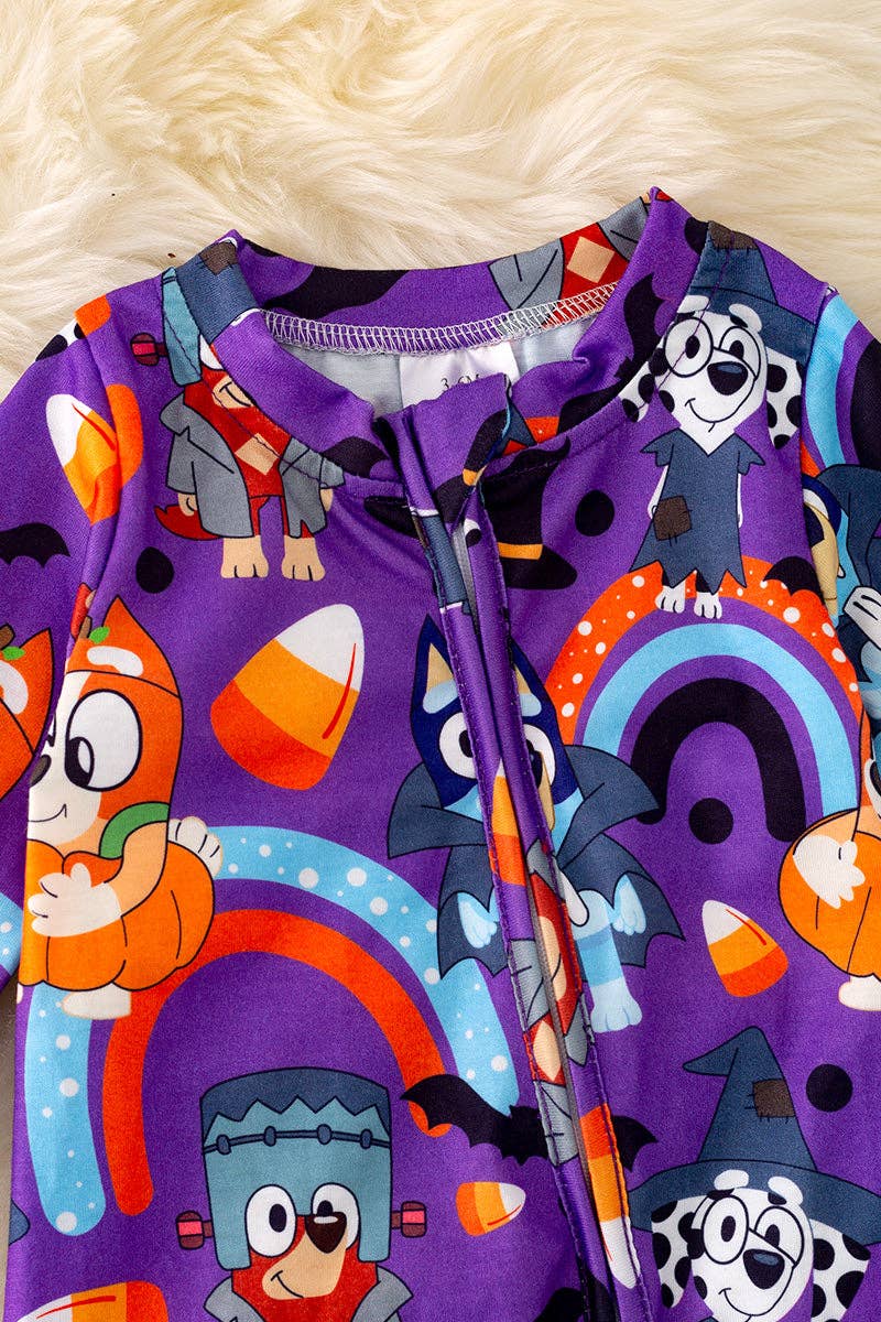 Purple character printed onesie w/footie. RPB40215 SOL