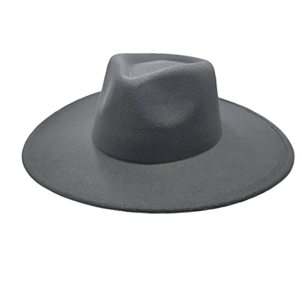 Vegan Felt Rancher Fedora Hat with Wide Brim