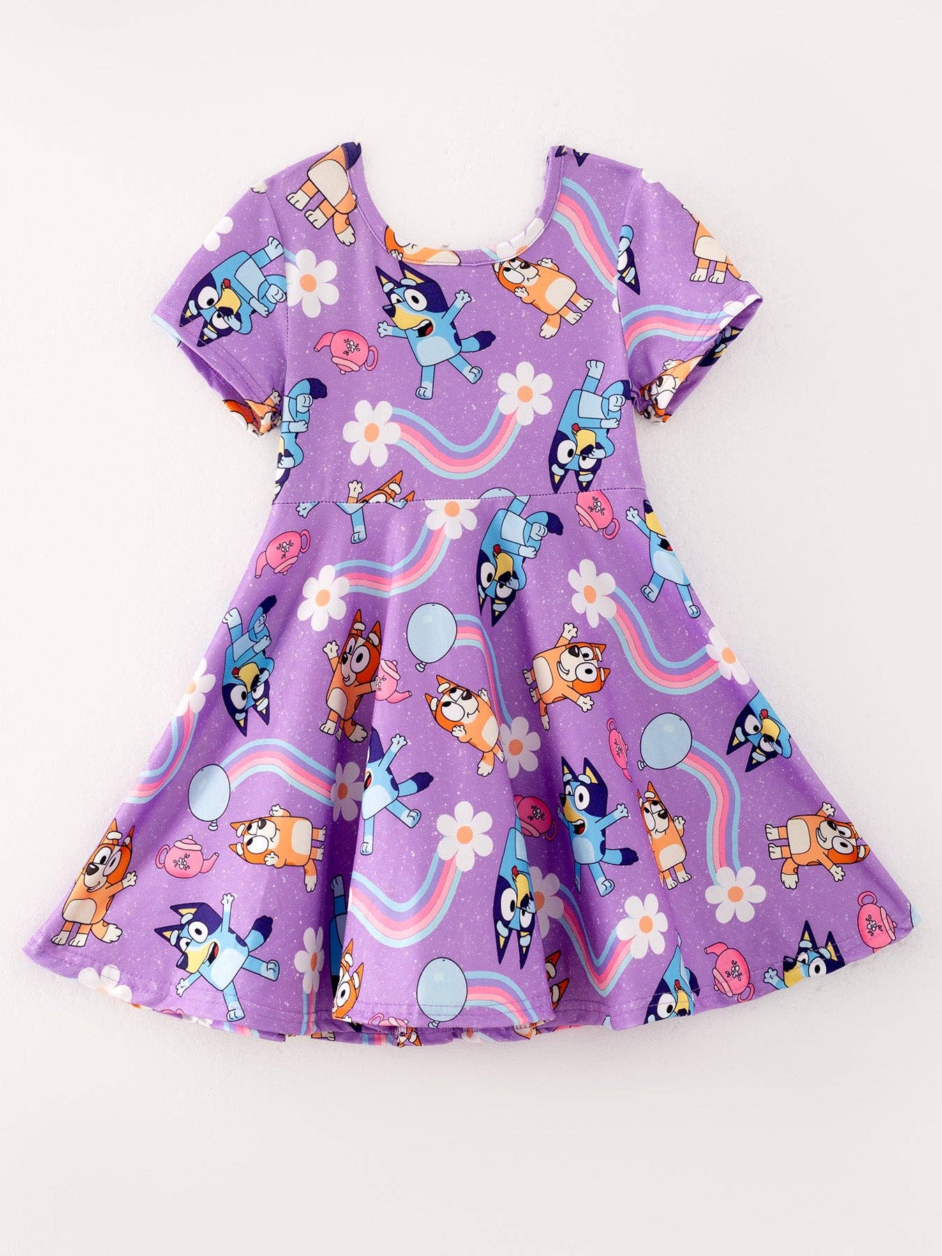 Girls Rainbow Print Milk Silk Dress