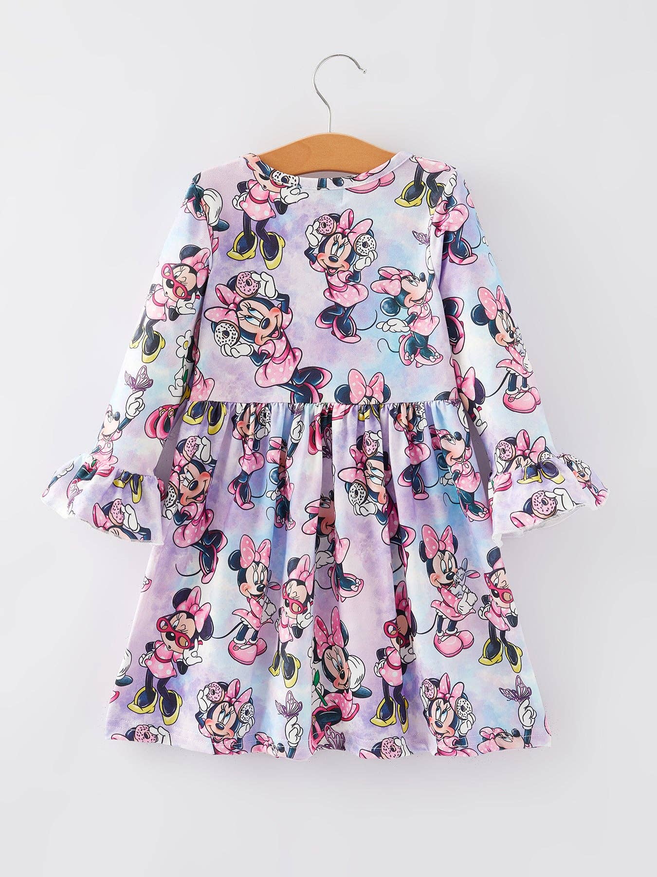 Minnie Mouse-Girls Cartoon Character Print Milk Silk Dress