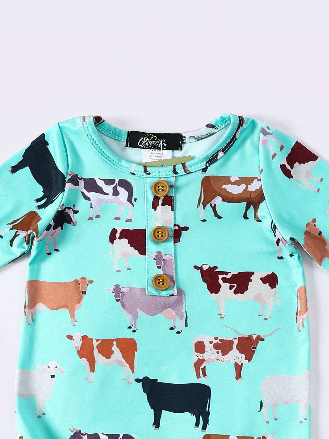 Aqua Cattle Baby Knotted Gown