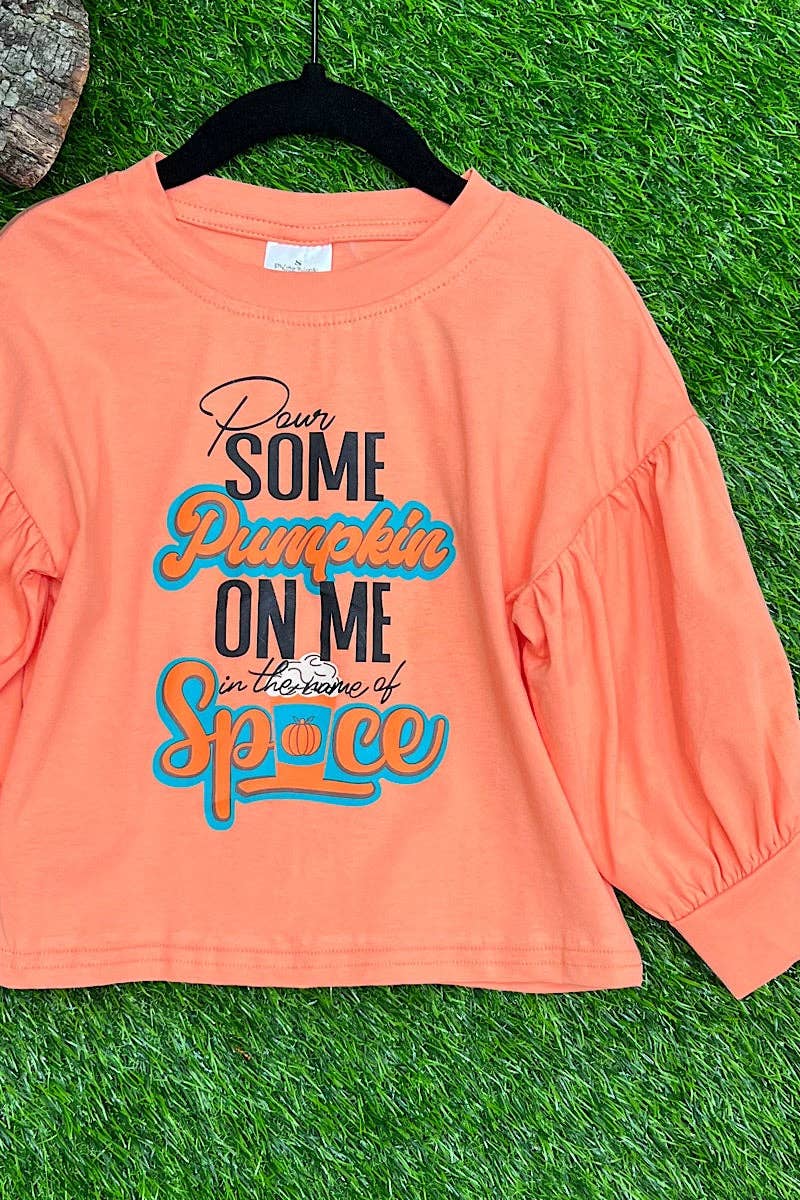 ORANGE GRAPHIC BUBBLE SLEEVE TOP. TPG451622002 AMY🍁
