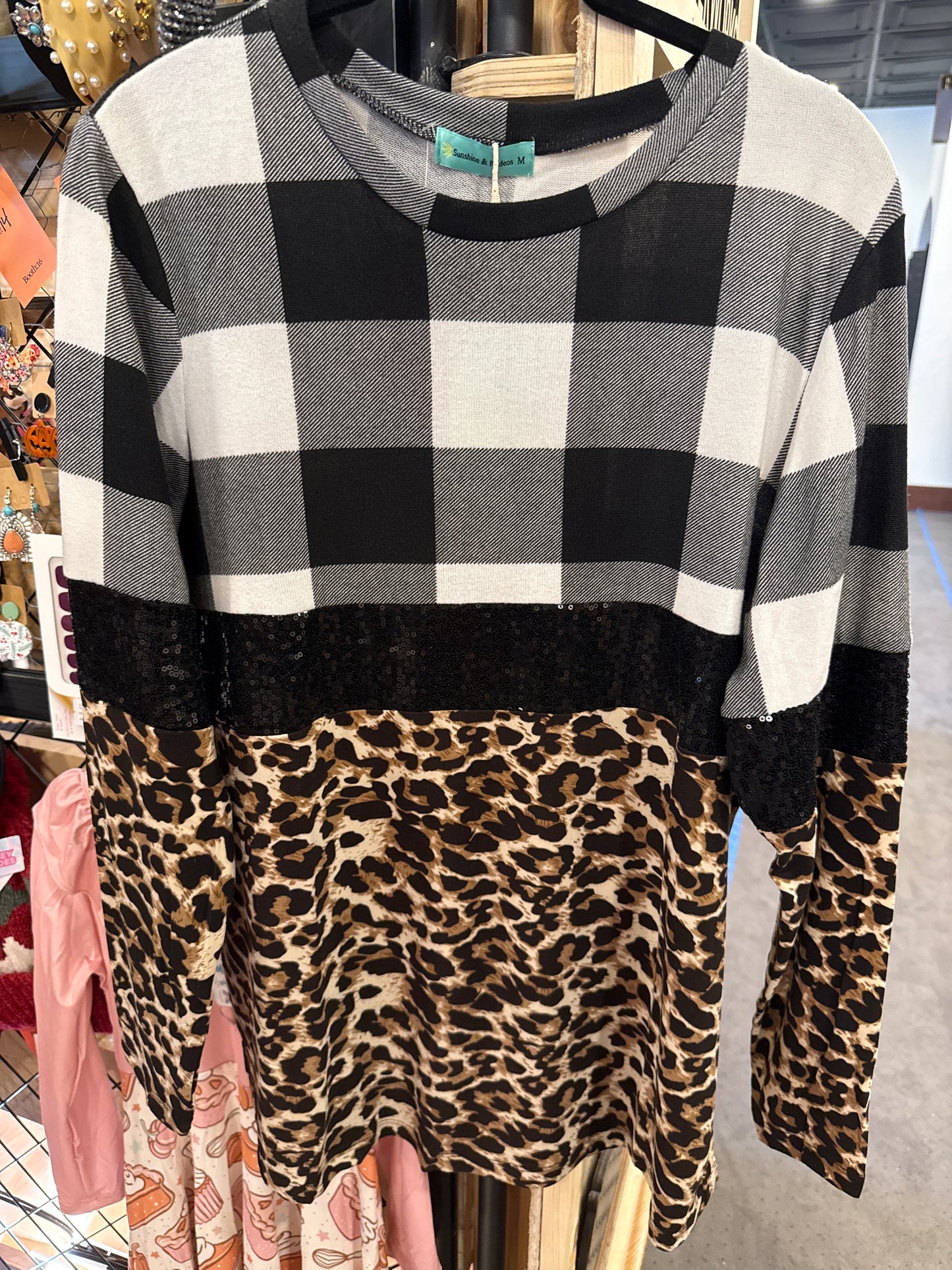 Black Buffalo Plaid and Cheetah with Black Glitter