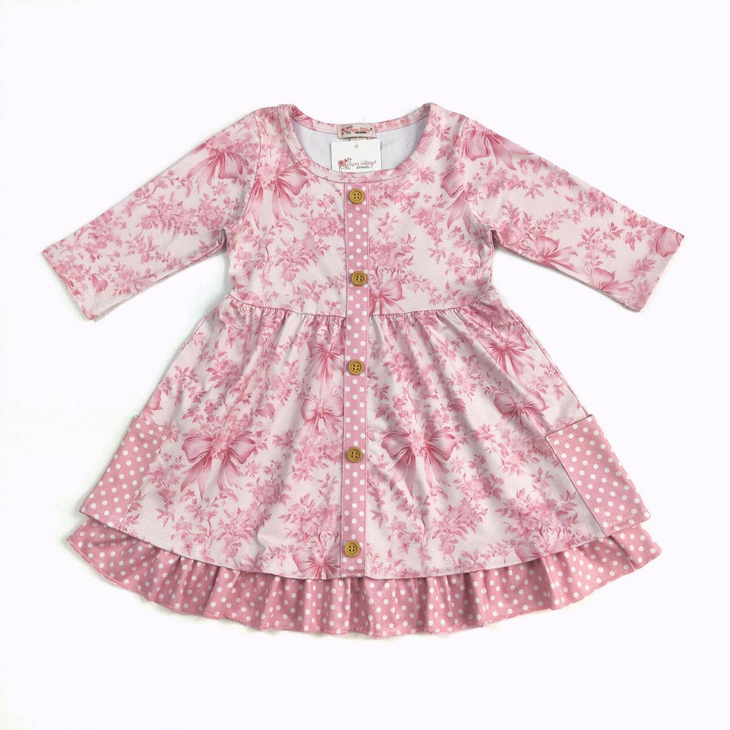 Pink Damask Girls Dress
