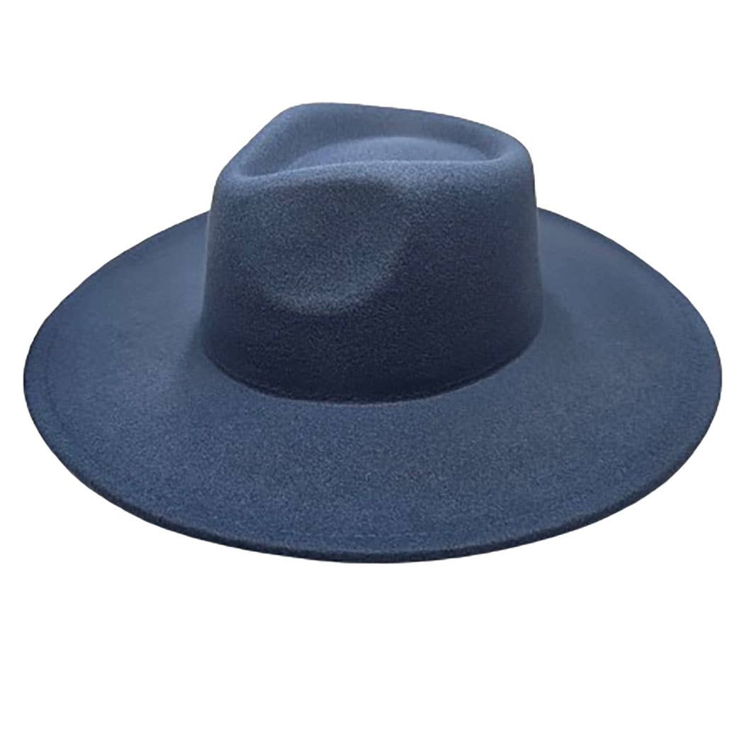 Vegan Felt Rancher Fedora Hat with Wide Brim