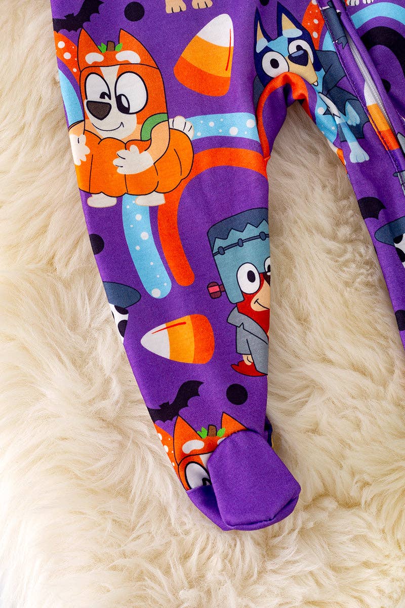 Purple character printed onesie w/footie. RPB40215 SOL