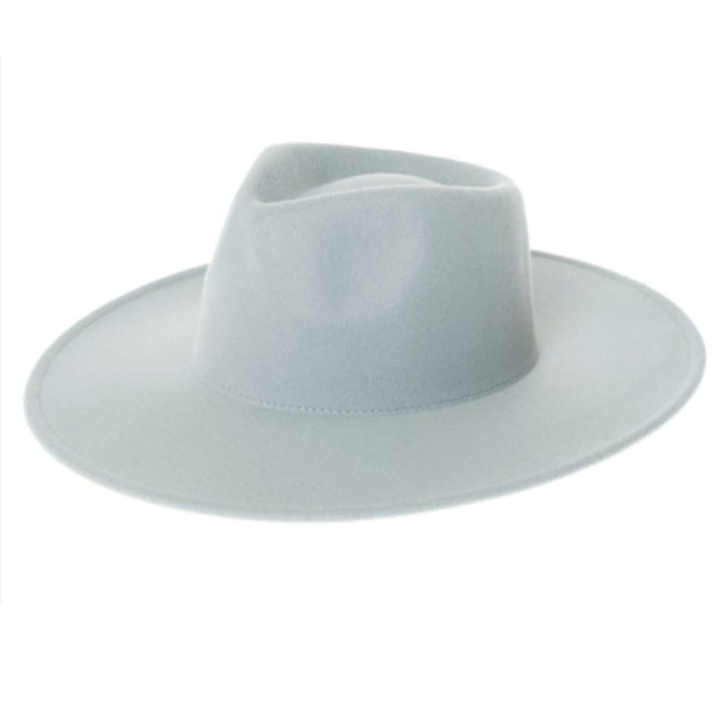 Vegan Felt Rancher Fedora Hat with Wide Brim