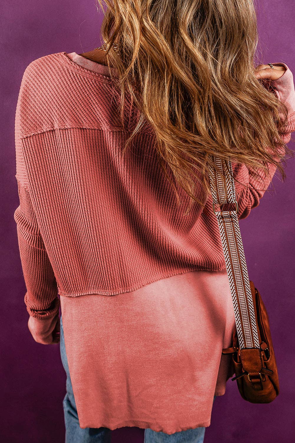 Waffle Knit Reversed Seam Top
