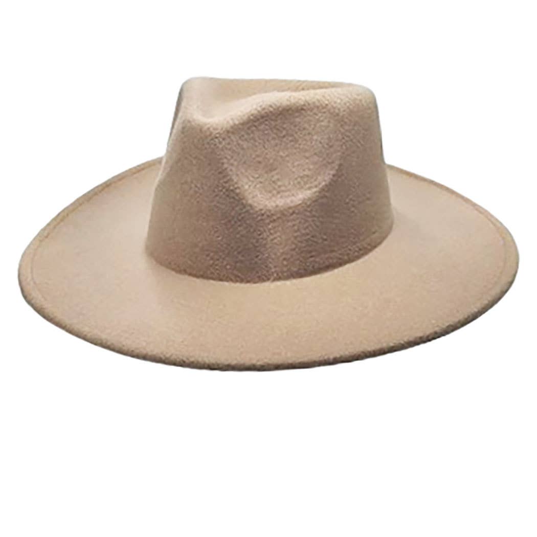 Vegan Felt Rancher Fedora Hat with Wide Brim