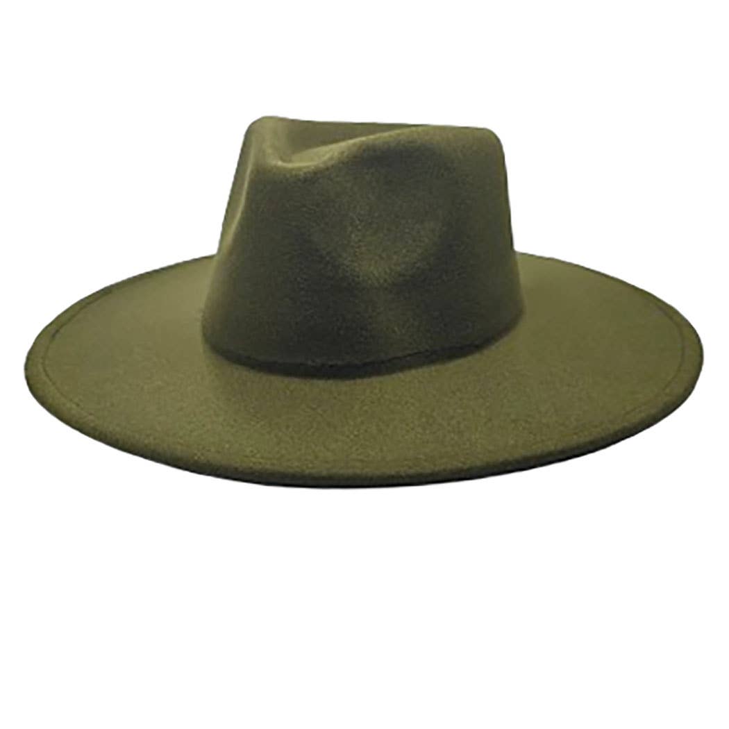 Vegan Felt Rancher Fedora Hat with Wide Brim