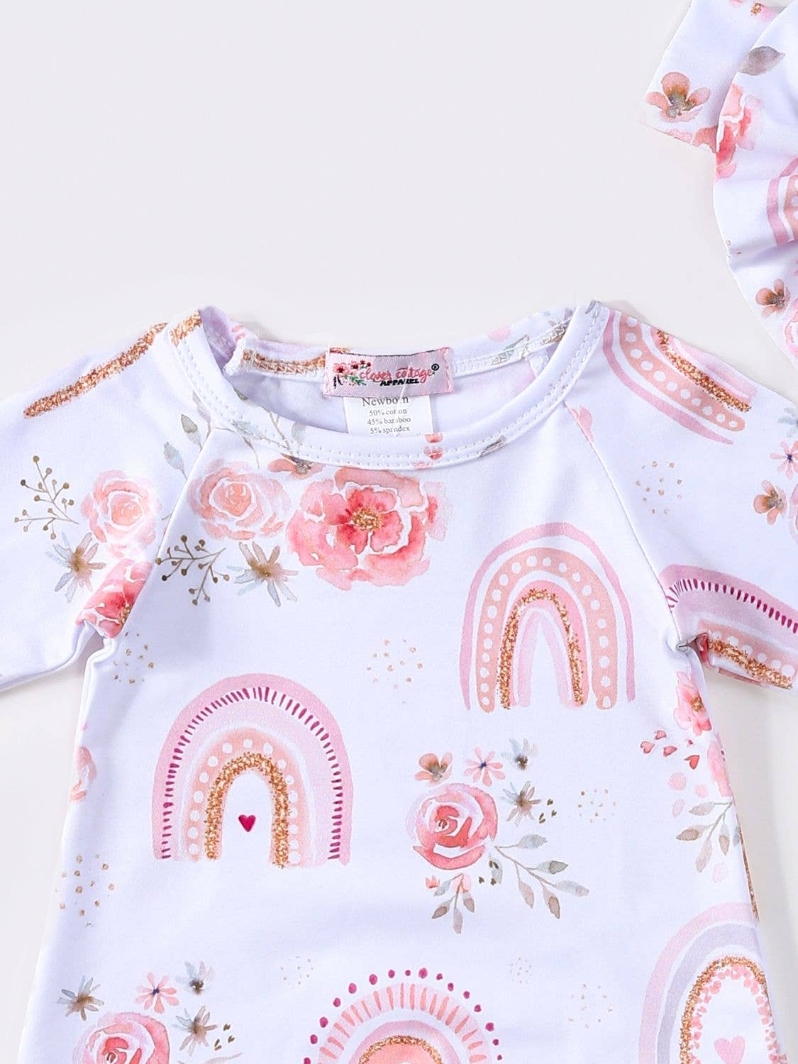 Rainbow Rosette Baby Gown