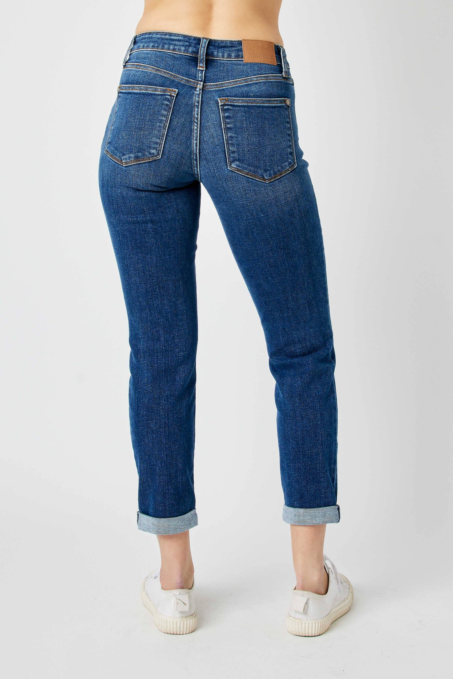 Mid Rise Distressed Slim Jean