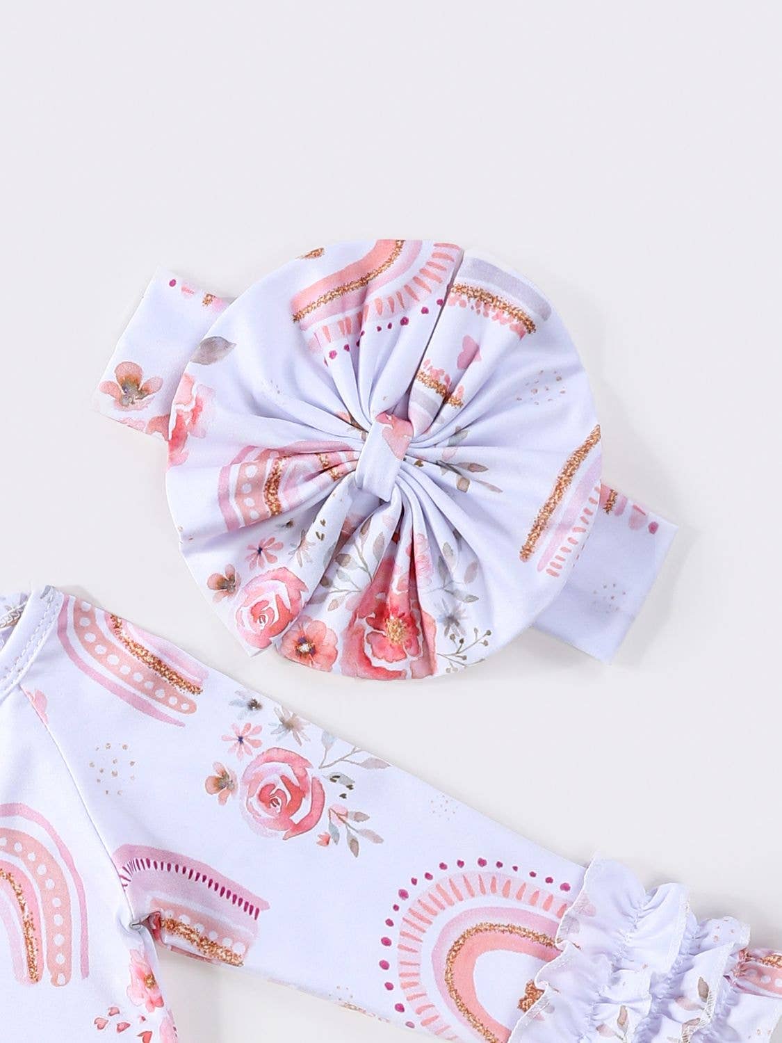 Rainbow Rosette Baby Gown