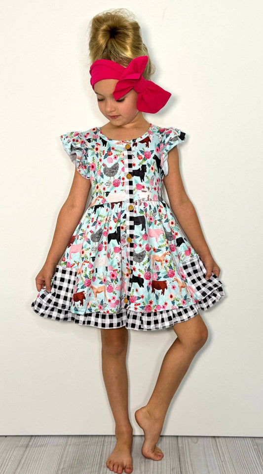 Farm Floral Girls Dress