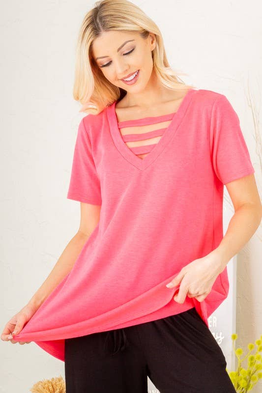 ET5127-20  V NECK WITH BAR SOLID TOP