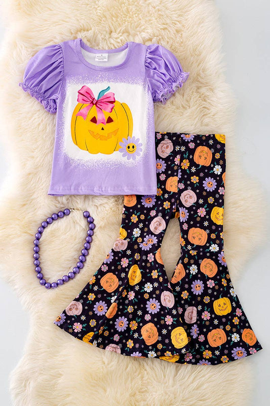 Coquette pumpkin printed top & bell bottoms. OFG41466 JEA