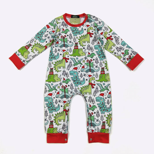 Dino Christmas Boy Romper