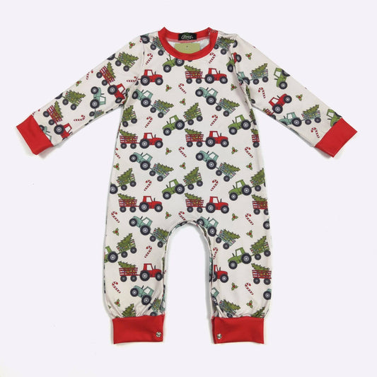 Tractor Tree Pull Boy Romper
