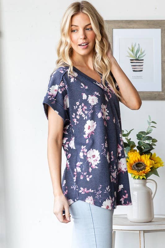 ET7484-35  FLORAL PRINT TOP