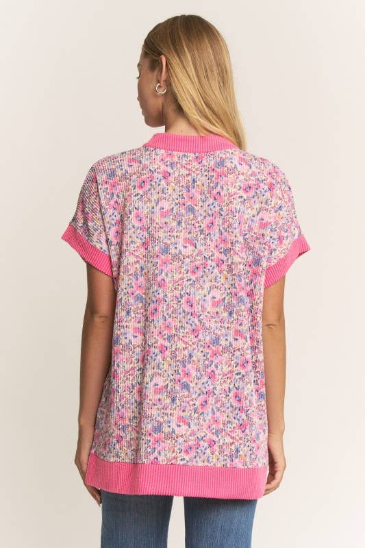 ET8095-10 SHORT SLEEVE FLORAL TOP