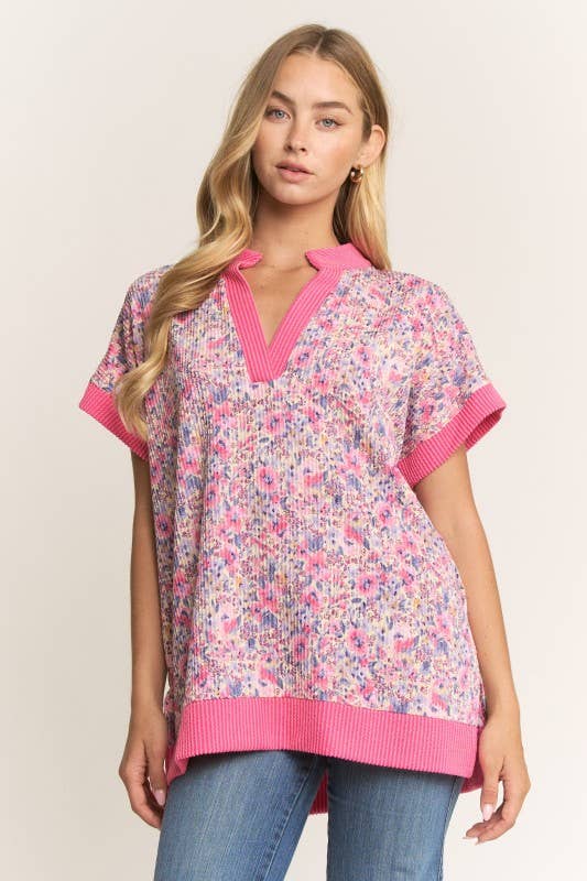 ET8095-10 SHORT SLEEVE FLORAL TOP