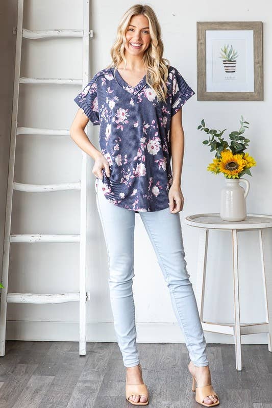 ET7484-35  FLORAL PRINT TOP