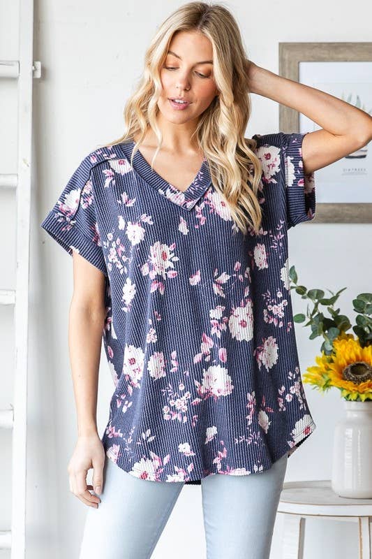 ET7484-35  FLORAL PRINT TOP