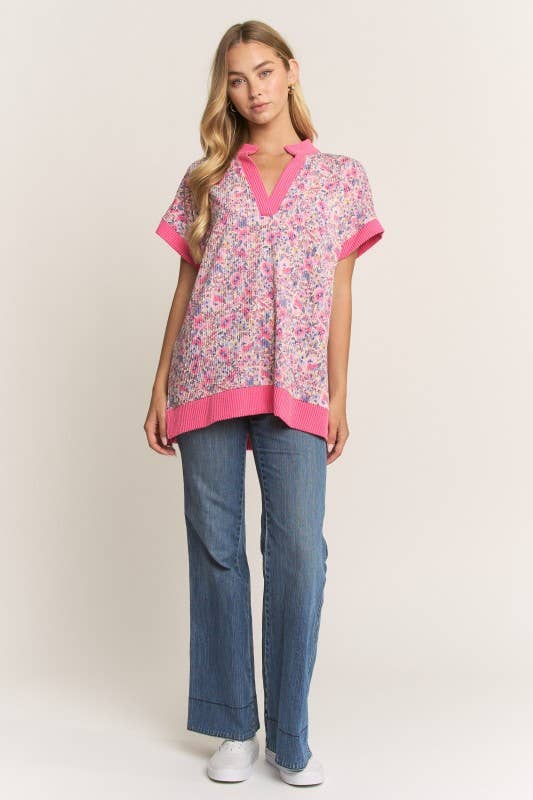 ET8095-10 SHORT SLEEVE FLORAL TOP