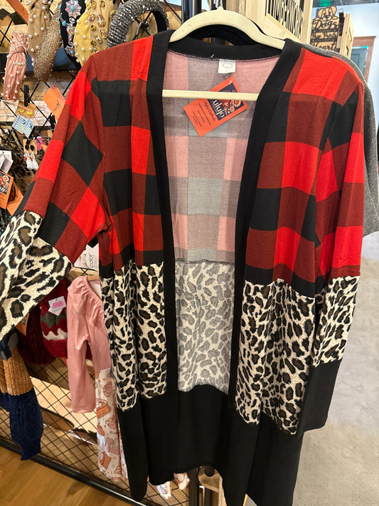 Buffalo Plaid Cheetah Cardigan