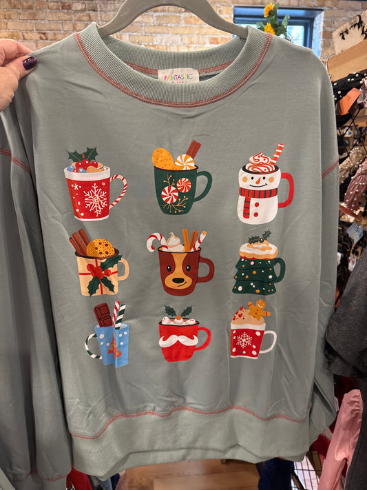 Christmas Mug Women's Lightweight Sweatshirt