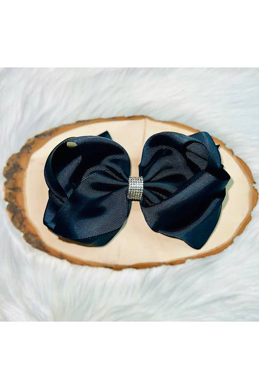 Black double layer rhinestone bow
