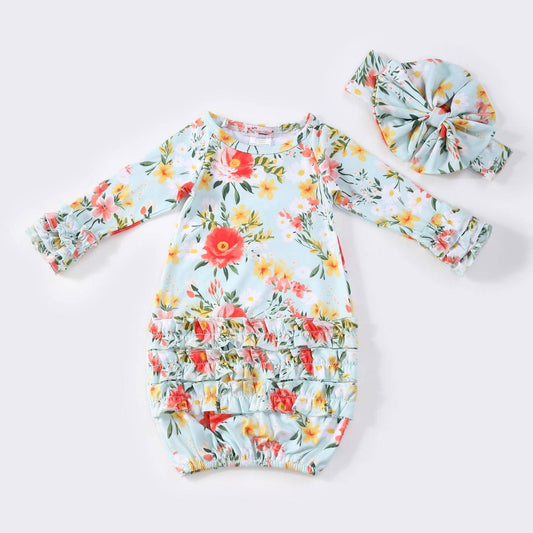 Coral Aqua Baby Gown
