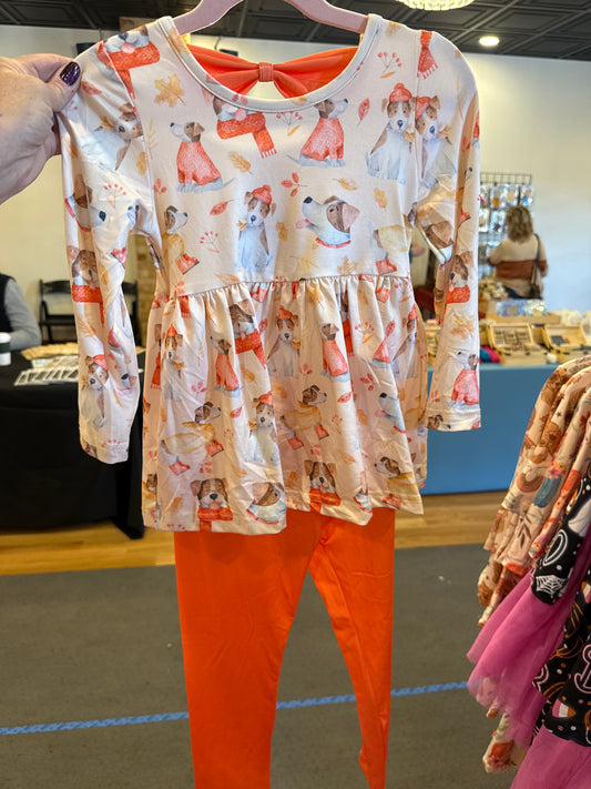 Fall Dogs Top with Leggings Pete & Lucy