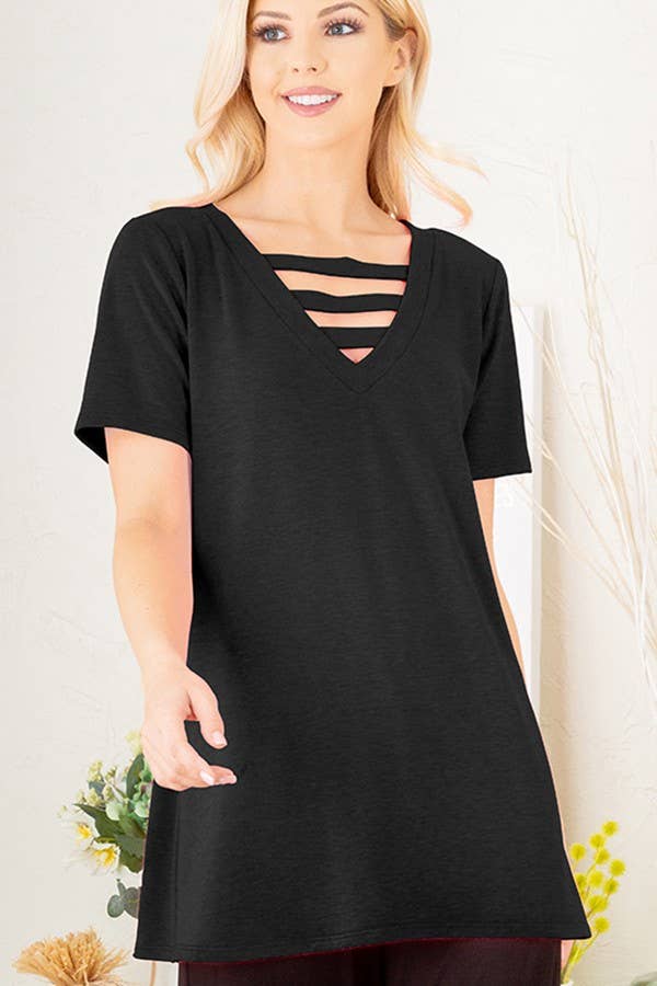 ET5127-20  V NECK WITH BAR SOLID TOP